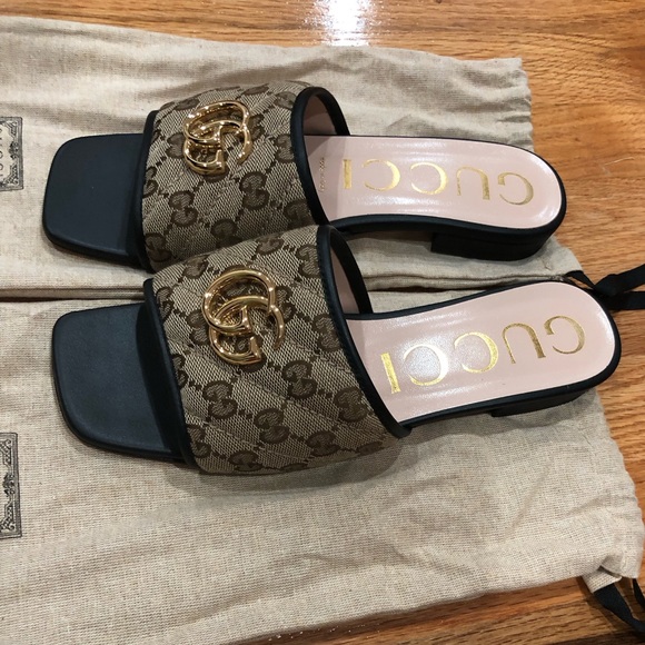 ‼️SOLD‼️GUCCI GG JOLIE MARMONT MATELASSE CANVAS LEATHER SUPREME SLIDE SANDAL - Picture 13 of 14